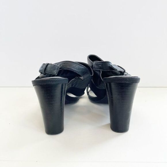 TAHARI Black Leather Sandal Heels Women 8.5 - Picture 3 of 6